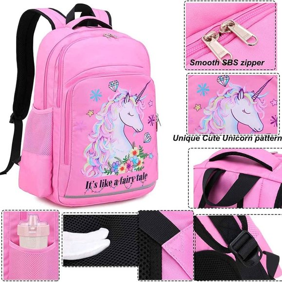 New Girls Backpack Kids Elementary Bookbag Girly School Bag with Insulated Lunch - Picture 6 of 16